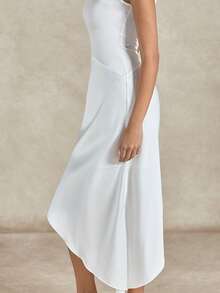 Briarwyn 夏季女士立领无袖纯色拼接腰部不对称下摆休闲连衣裙，女士夏季连衣裙，女士情人节服装，优雅派对连衣裙，白色连衣裙，夏季服装，夏季度假服装，女士春季服装，情人节，优雅派对连衣裙，优雅派对连衣裙，女士婚礼宾客连衣裙，白色连衣裙 - 白色 - 查看 7