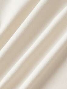 SHEIN MOD 女士纯色金属3D立体花卉装饰褶皱肩部时尚T恤，春夏款，优雅上衣，外出上衣，生日、嘉年华服装、派对、休闲女式T恤 - 杏色 - 查看 4