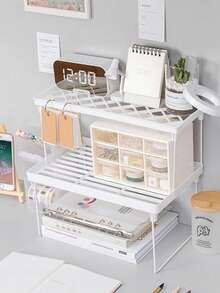 This 4-Piece Stackable Kitchen Shelf Set Features Foldable Open Shelving Made From , High-Quality PP Material And Rust-Resistant Metal. It Can Be Expanded For Use On Kitchen Countertops, Bathrooms, And Cabinets, And Is Also Suitable For National Day, Christmas, Thanksgiving, Home Decor, And Fall Decor. - White - View 1