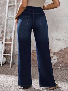 EMERY ROSE Mature Denim 女士休闲宽松直筒牛仔裤 - 藍色 - 查看 2