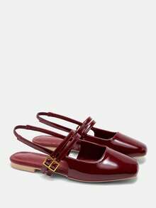 CUCCOO CURVES Zapatos planos anchos y ensanchados para mujer - Burdeos - Ver 7