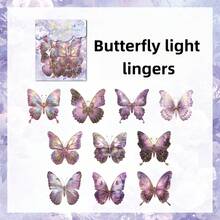 1set Of Six 3d Hot Foil Stamped Stickers Featuring The Theme Of "Wings Of Joyful Nature," A Retro Diy Journaling Material. - 6pcs - View 6