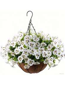 8 pièces Fleurs artificielles résistantes aux UV, orchidées et pensées réalistes en soie pour la décoration extérieure de la maison, du jardin, du patio, de la véranda. Cadeau de pendaison de crémaillère. - Blanc - Voir 5
