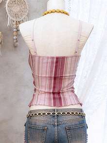 Lalippa Women's Casual Striped Camisole Top, Summer - Pink - View 2