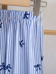 Elladie kids Young Girl Textured Fabric Short Sleeve Button Back T-Shirt & Casual Long Pants 2-Piece Set - Blue - View 3