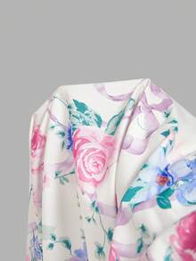 SHEIN MOD 大码浪漫印花宫廷风吊带连衣裙，婚礼/毕业典礼系带连衣裙 - 彩色 - 查看 11