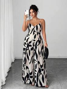 Mono elegante con estampado floral y tirantes ajustables para mujer talla, elegante y con estilo para principios de primavera - Azul - Ver 10