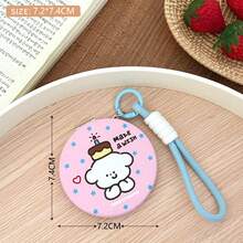 1Pc Original Cute Cartoon Folding Mirror - Portable Compact HD Touch-Up Mirror For Girls With Lanyard - Multicolor - View 6