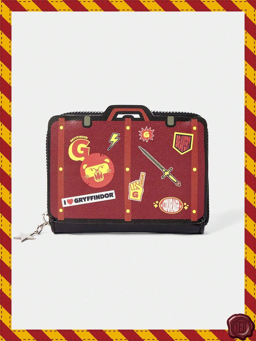 HARRY POTTER X SHEIN 一款时尚便携的大容量收纳钱包 - 紅色A - 查看 1