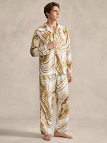 SHEIN Men's Casual Long Sleeve Pants Pajama Set - Multicolor - View 5