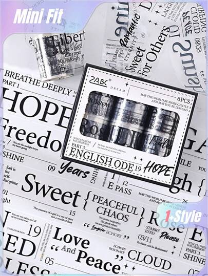 1 Pc English Gift Box Set, Washi Tape, Pet Washi Tape, Journal Text Decoration Sticker Roll
