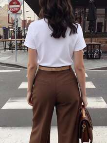 Anewsta Women's Elegant And Fashionable Rhinestone Embellished T-Shirt, Suitable For Daily Commute Rhinestone Tops Women's Graphic Tees - White - View 2