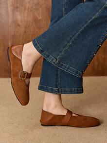 MOTF WOMEN SQUARE TOE FLATS - Brown - View 7