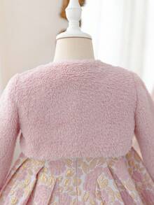 SHEIN 年轻女孩可爱优雅花卉印花连衣裙搭配蓬松开衫套装 - 粉色 - 查看 11