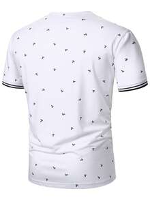 Manfinity Homme 男士印花休闲短袖T恤，时尚街头嘻哈风格 - 白色 - 查看 2