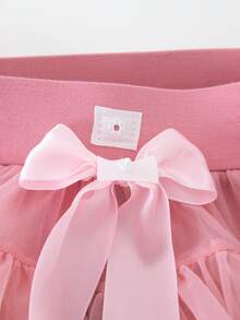 Young Girls Ballet Tutu Skirt, Soft And Fluffy Pink Sports Set, Suitable For Pairing With Various Snug Fit Tops, Cute And Elegant Mesh Fabric With Bow Accent, Suitable For Stage Performance, Recital And Everyday Wear - Blue - View 8