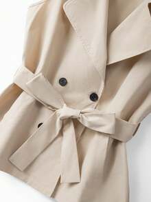 SHEIN Franclia Franclia Fashionable Casual Sleeveless Women Trench Coat - Khaki - View 5