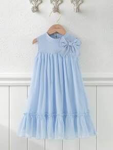 Souflis Souflis 法式风格少女夏季新款浅蓝色优雅纯色宽松休闲连衣裙，适合购物、外出、度假等场合。 - 淺藍色 - 查看 2