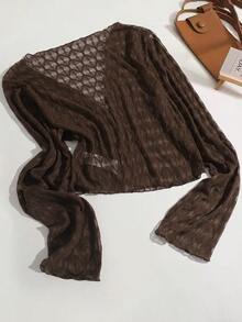 GlowEve Women's Solid Color Sheer Long Sleeve Lightweight Jacket - Brown - View 1