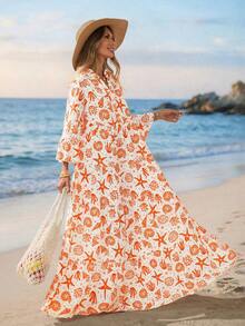 Sylviya Women's Casual Ocean Holiday Print Dress,Vacation - Multicolor - View 1