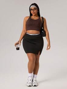 Rhythm Era 大码女士无缝豹纹高支撑运动文胸 - 咖啡棕 - 查看 3