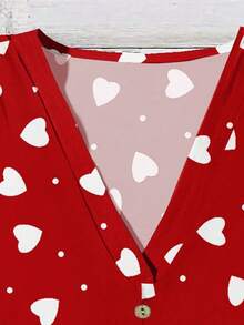 EMERY ROSE 休闲简约风复古红底白心波点印花女式衬衫，适合夏季穿着 - 彩色 - 查看 5