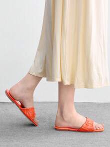 CUCCOO BIZCHIC 女士银色网眼简约平底鞋，优雅休闲，舒适易穿，适合工作、通勤、约会、正式场合等各种场合。 - 橘色 - 查看 3
