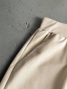 StoneGrade 男士休闲字母印花短袖T恤和裤子套装 - 卡其色 - 查看 10