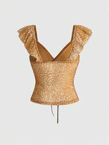 ROMWE J-Fashion 可爱小鹿印花荷叶边修身女式背心 - 彩色 - 查看 2