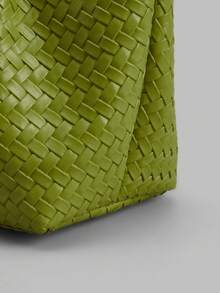 Ontre Fashion Women's Handbag, Embossed Woven PU Shoulder Bag - Green - View 6