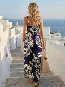 Faunlyn Women's Casual Minimalist Fashionable Jumpsuit, Versatile For Spring/Summer - Navy Blue - View 2