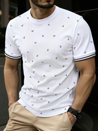 Manfinity Homme 男士印花休闲短袖T恤，时尚街头嘻哈风格