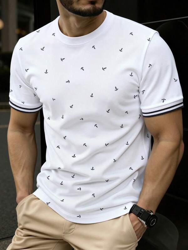 Manfinity Homme 男士印花休闲短袖T恤，时尚街头嘻哈风格