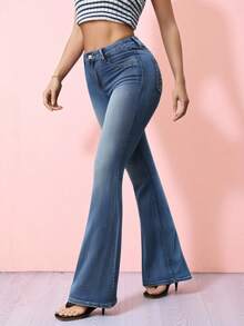 YOKASA Jeans tipo boyfriend de talle alto roto.Pantalones De Mezclilla Holgados Para Mujer Desgastados - Azul - Ver 4