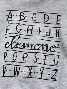 SHEIN Chico joven Sudadera con estampado de letra - Gris - Ver 4