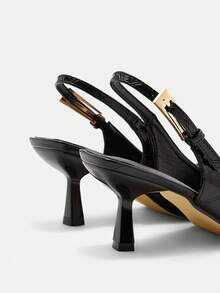 CUCCOO CURVES Women's Fashionable Elegant Pointed Toe Wide Fit High Heels For Christmas - mirror black - View 9