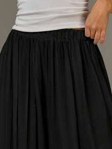 Athîral Women's Black Beige Stretch Waist Loose Casual Lantern Pants, Fluffy Trousers, Slightly Sheer Woven Fabric, Women's Summer Wear, Chiffon Fabric Trousers, Women's Beachwear, Women's Casual Wear, Boho Pants For Women - Black - View 5