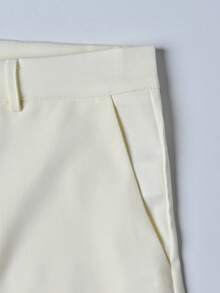Calvornis Costume de mariage minimaliste pour homme, veste et pantalon de couleur unie, manches longues, pour cérémonie - Blanc - Voir 6