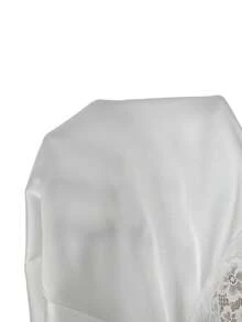 Aloruh 女士露背蕾丝边吊带长裙，白色夏季优雅约会之夜婚纱，海滩度假缎面新娘礼服 - 白色 - 查看 8