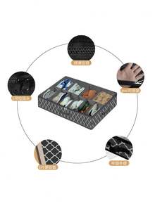 带透明盖的折叠式布艺鞋盒，双提手透明窗口收纳袋，适用于床下、衣柜、卧室、宿舍等空间，节省空间的卧室收纳配件 - 彩色 - 查看 3