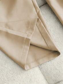 Franclia Petite Quần dài nữ màu trơn, kiểu dáng tối giản, thoải mái, thích hợp mặc hàng ngày. - Màu Khaki - Xem 4