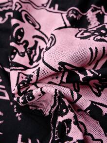 ROMWE MEN Street Life 男士街头风蝙蝠袖印花T恤，适合日常穿着，春夏款 - 黑色 - 查看 5