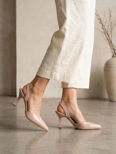 Zapatos de Tacón Medio Slingback de punta fina con diseño minimalista y elegante