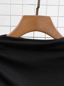 Franclia 大码女装两件套，长袖褶皱针织上衣搭配格子短裤，优雅通勤休闲装，适合春、秋、冬三季穿着。 - 黑色 - 查看 3