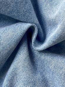 SHEIN 少女纹理蝴蝶结褶皱连衣裙 - 淺色水洗藍 - 查看 4