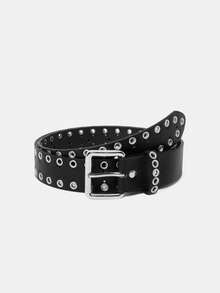 Maija Hollow Rivet Belt - Black - View 1