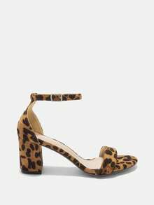 CUCCOO BIZCHIC Women's Simple Round Toe Thick Heel High Heel Sandals - Brown - View 2