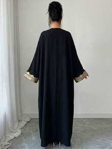 Elenzga Women's Casual Green Lace Patchwork Sleeveless Dress With Loose Outer Robe, 2 Pieces Set, Early Spring - Black - View 2