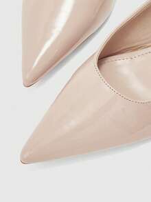 CUCCOO BIZCHIC Giày nữ, giày cao gót mũi nhọn, đế dày, gót trung bình, màu be, kiểu slingback, thời trang và thoải mái, phù hợp cho công sở, đi làm, đa năng. - Da sơn màu be - Xem 8