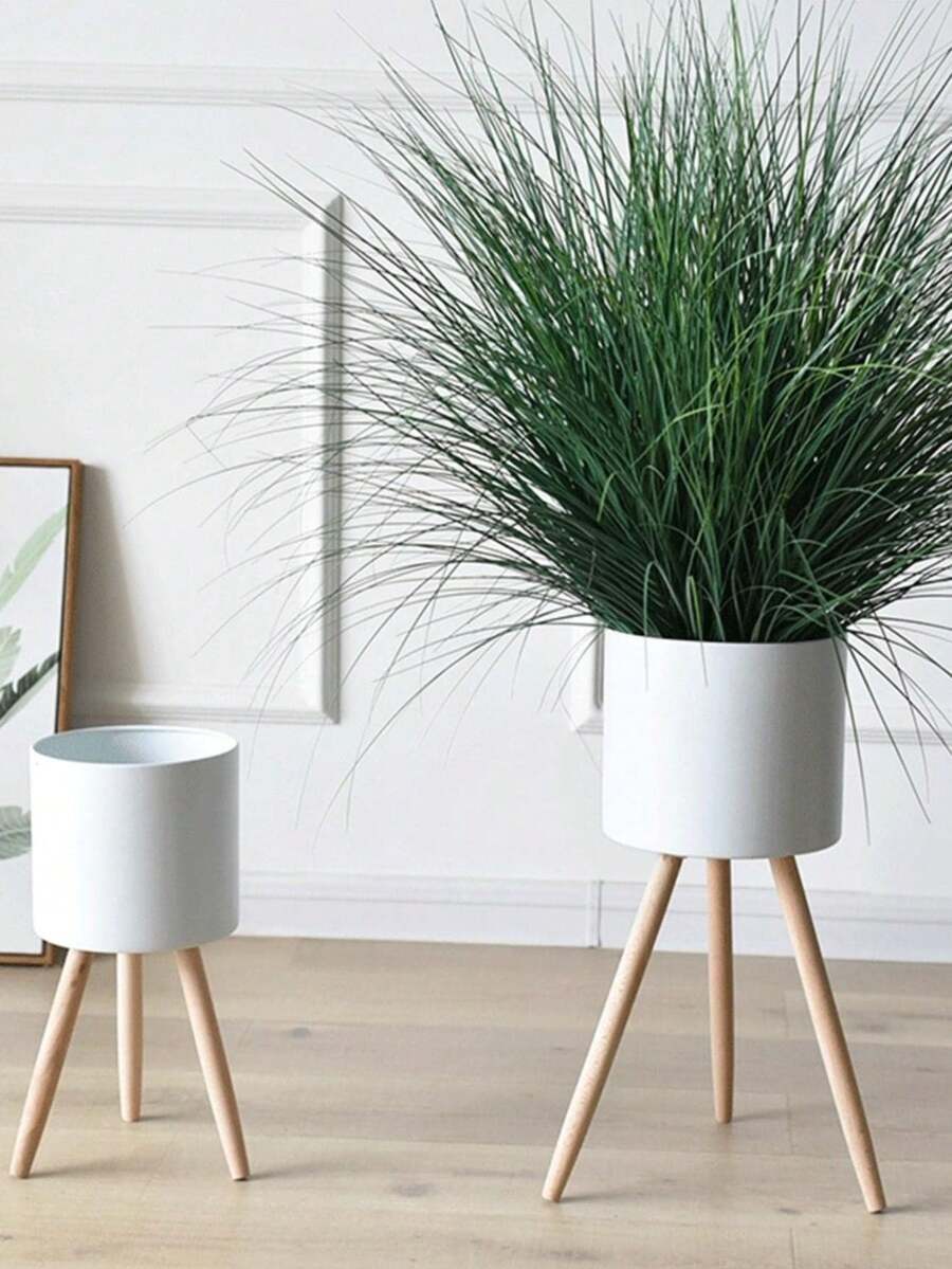 1 chậu trồng cây bằng sắt, kiểu dáng tối giản, đơn giản cho gia đình. - trắng - Xem 1